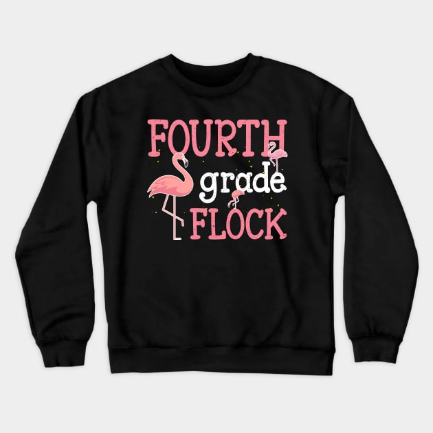 Flamingo 4th Fourth Grade Back To School Crewneck Sweatshirt by kateeleone97023